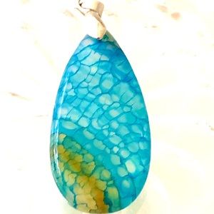 NWOT Dragon Vein Agate Pendant with S.S.
